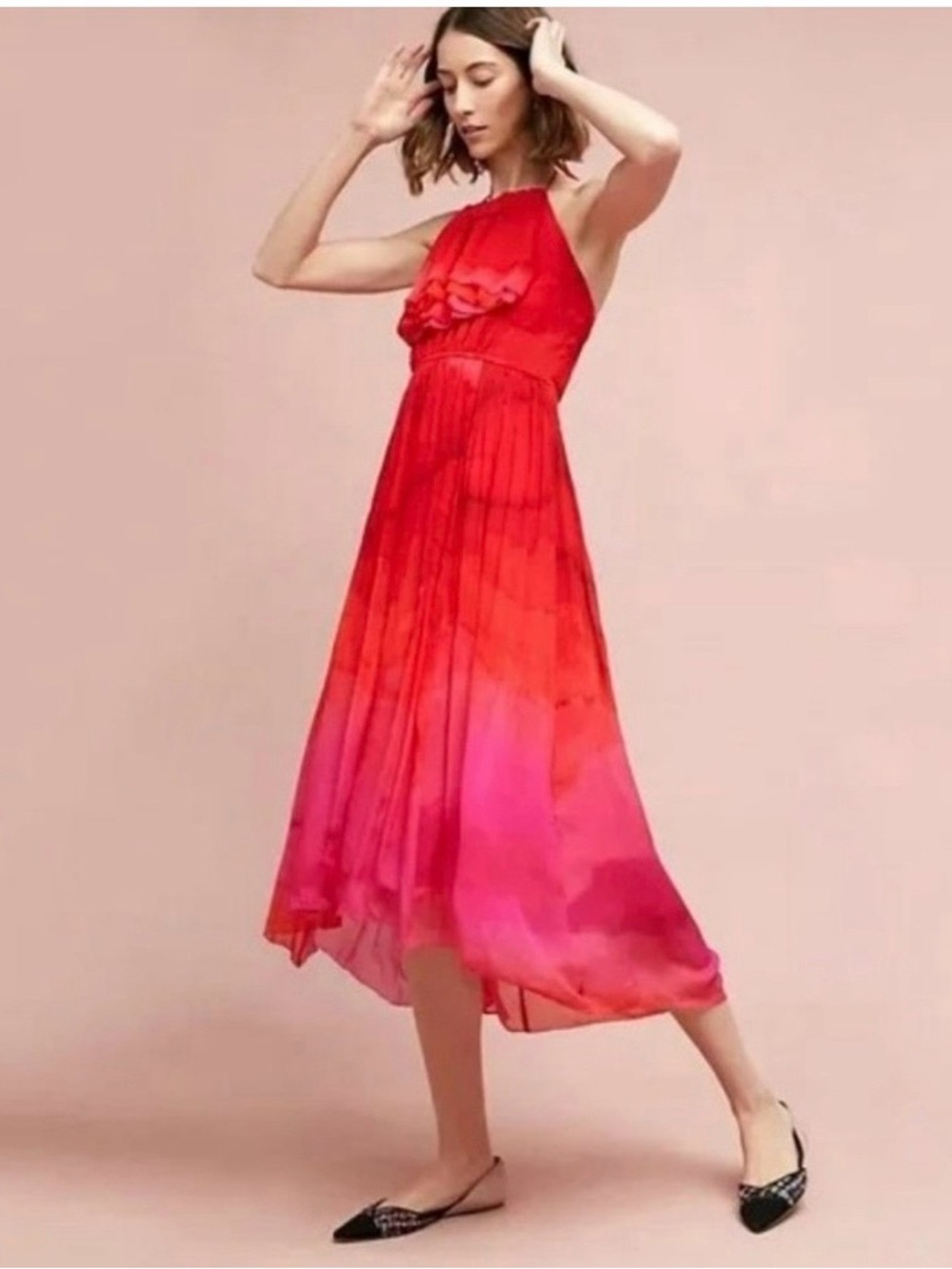 Anthropologie Tracy
Reese Cascade Dress Ombre Midi Halter Party